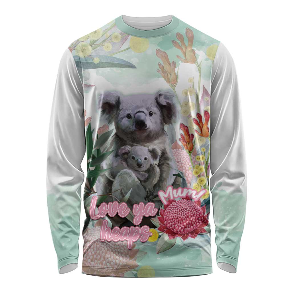 Koala Australia Mother's Day Personalised Long Sleeve Shirt Love ya Heaps Mum Watercolor