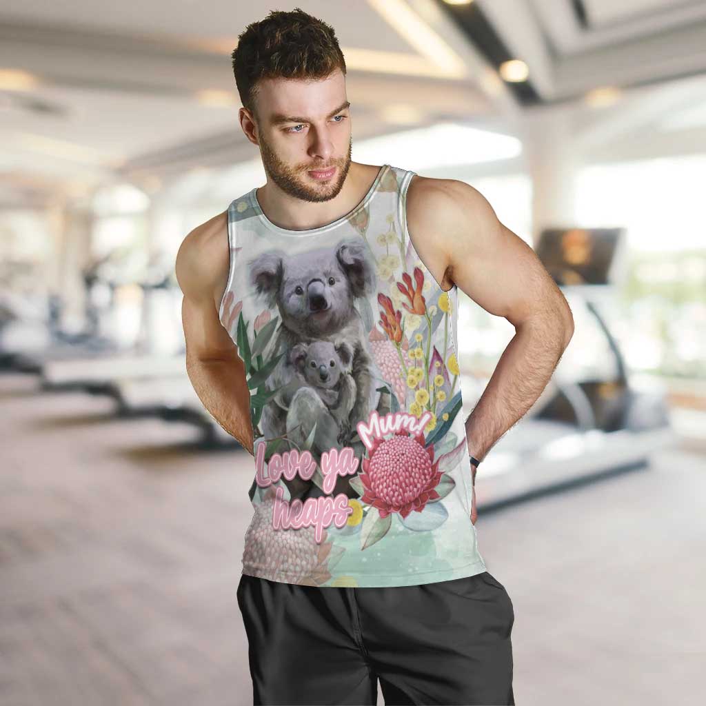 Koala Australia Mother's Day Personalised Men Tank Top Love ya Heaps Mum Watercolor