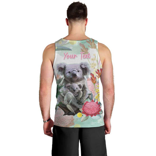 Koala Australia Mother's Day Personalised Men Tank Top Love ya Heaps Mum Watercolor