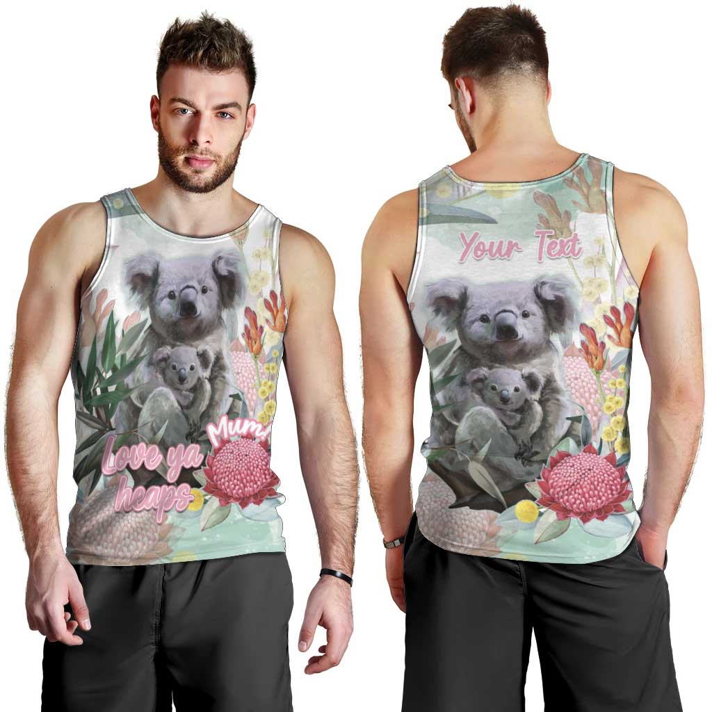 Koala Australia Mother's Day Personalised Men Tank Top Love ya Heaps Mum Watercolor