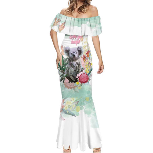 Koala Australia Mother's Day Personalised Mermaid Dress Love ya Heaps Mum Watercolor
