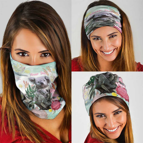 Koala Australia Mother's Day Personalised Neck Gaiter Love ya Heaps Mum Watercolor