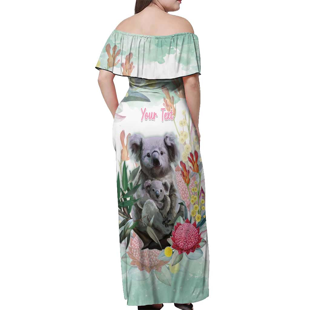Koala Australia Mother's Day Personalised Off Shoulder Maxi Dress Love ya Heaps Mum Watercolor