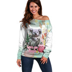 Koala Australia Mother's Day Personalised Off Shoulder Sweater Love ya Heaps Mum Watercolor