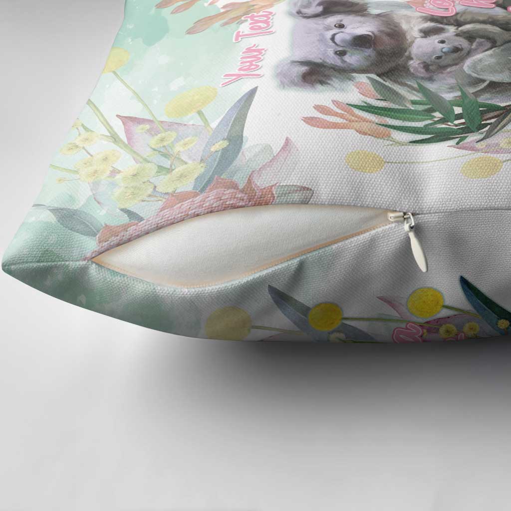 Koala Australia Mother's Day Personalised Pillow Cover Love ya Heaps Mum Watercolor