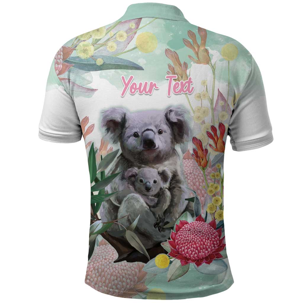 Koala Australia Mother's Day Personalised Polo Shirt Love ya Heaps Mum Watercolor