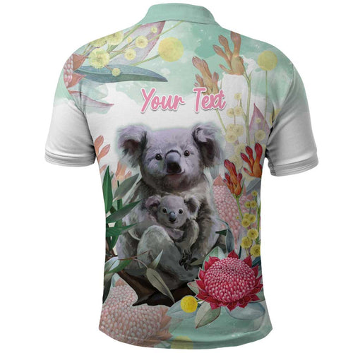 Koala Australia Mother's Day Personalised Polo Shirt Love ya Heaps Mum Watercolor