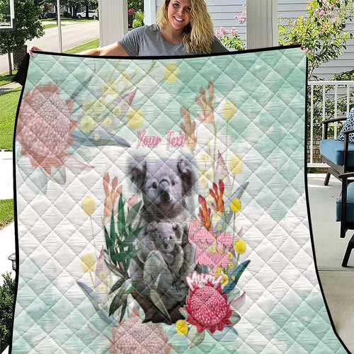 Koala Australia Mother's Day Personalised Quilt Love ya Heaps Mum Watercolor