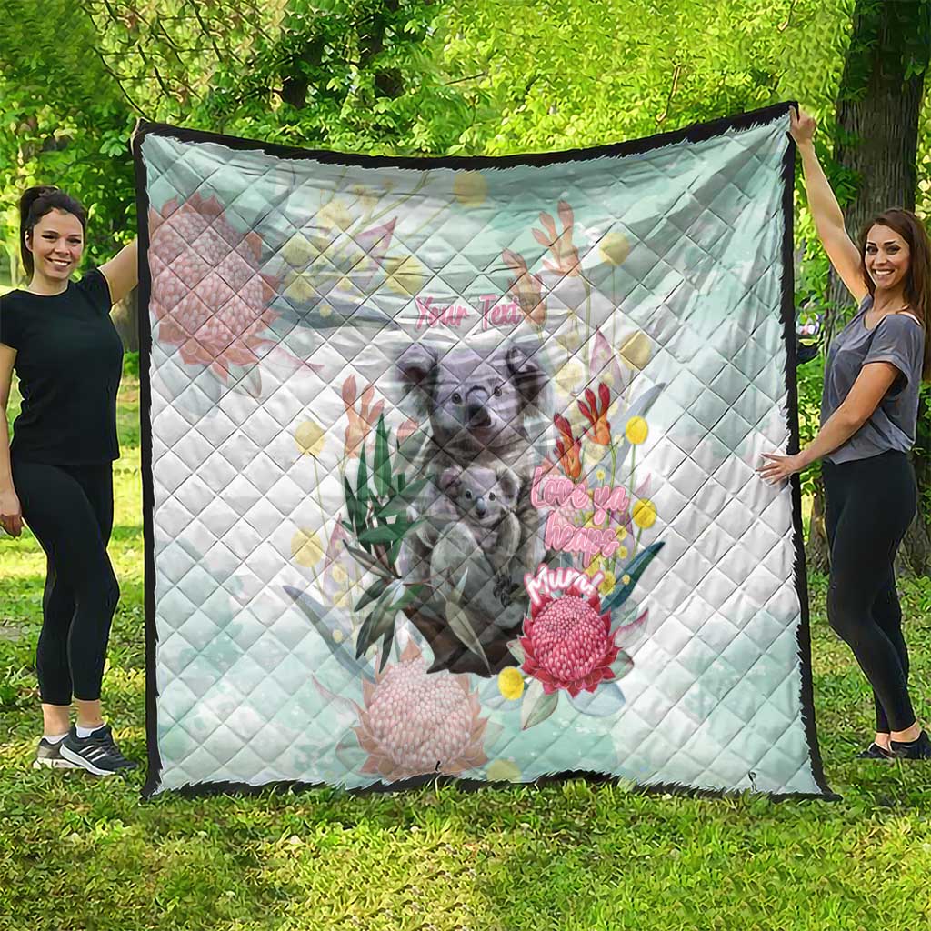 Koala Australia Mother's Day Personalised Quilt Love ya Heaps Mum Watercolor
