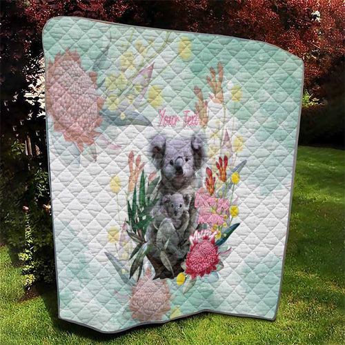 Koala Australia Mother's Day Personalised Quilt Love ya Heaps Mum Watercolor