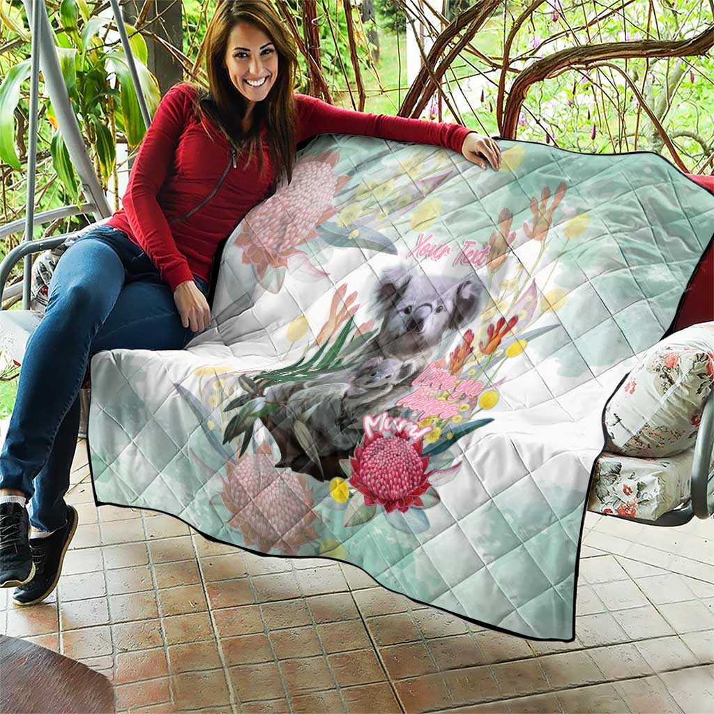 Koala Australia Mother's Day Personalised Quilt Love ya Heaps Mum Watercolor