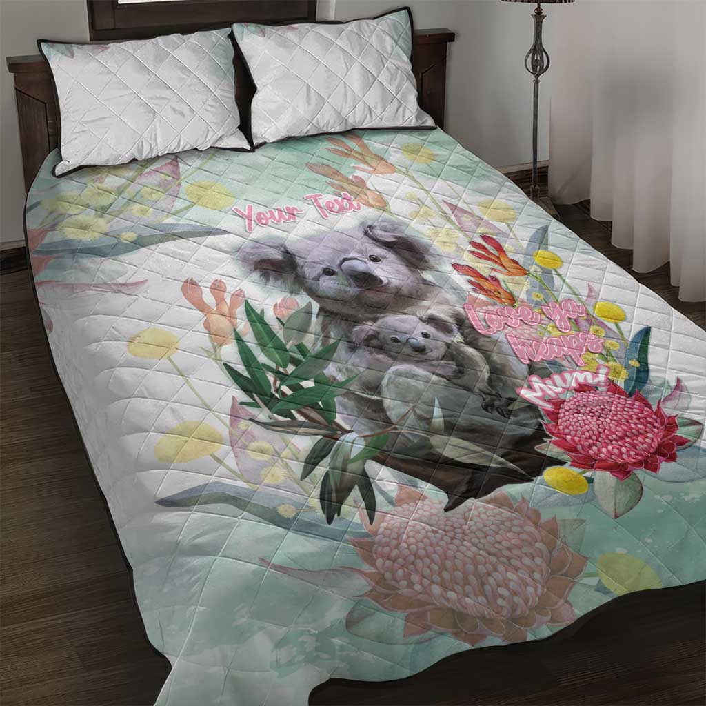 Koala Australia Mother's Day Personalised Quilt Bed Set Love ya Heaps Mum Watercolor