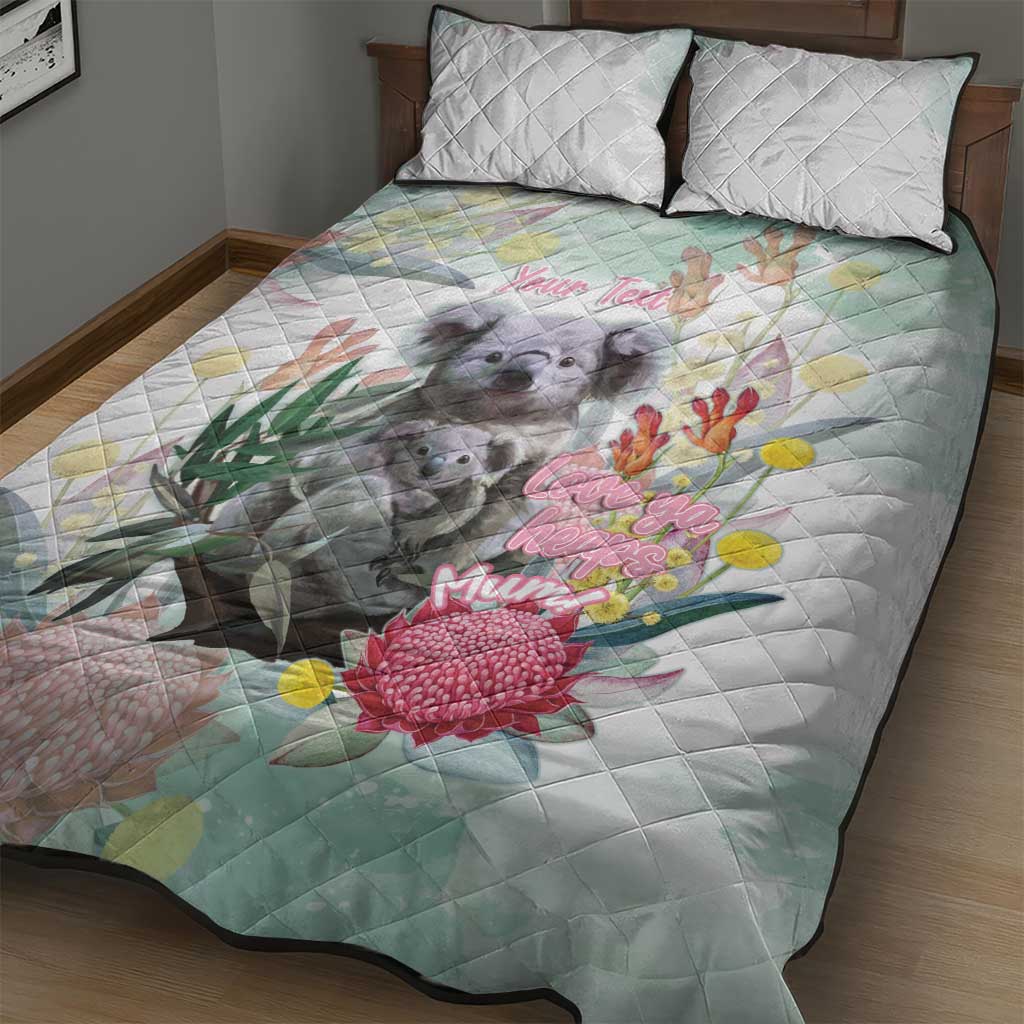 Koala Australia Mother's Day Personalised Quilt Bed Set Love ya Heaps Mum Watercolor