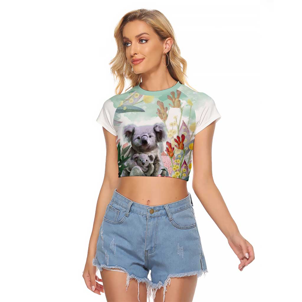 Koala Australia Mother's Day Personalised Raglan Cropped T Shirt Love ya Heaps Mum Watercolor