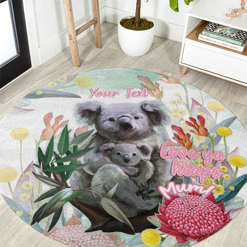 Koala Australia Mother's Day Personalised Round Carpet Love ya Heaps Mum Watercolor