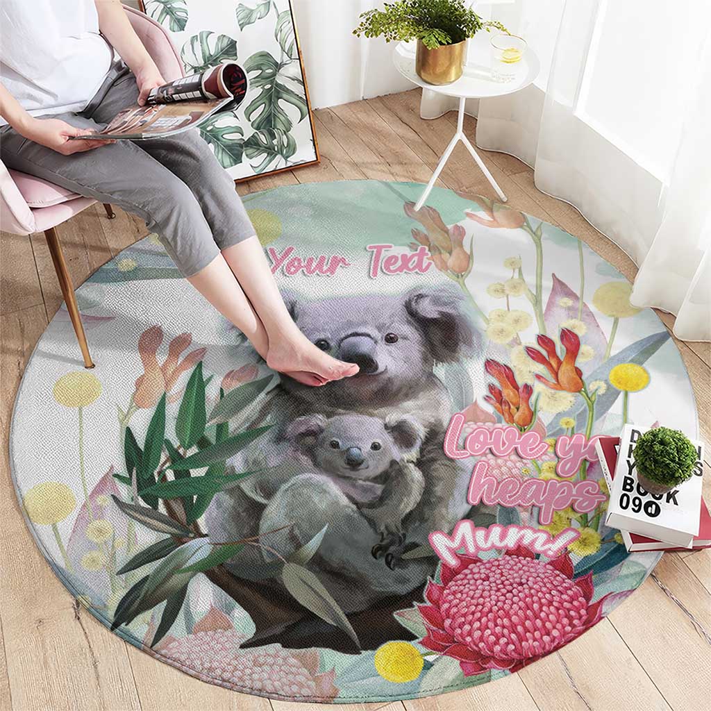 Koala Australia Mother's Day Personalised Round Carpet Love ya Heaps Mum Watercolor