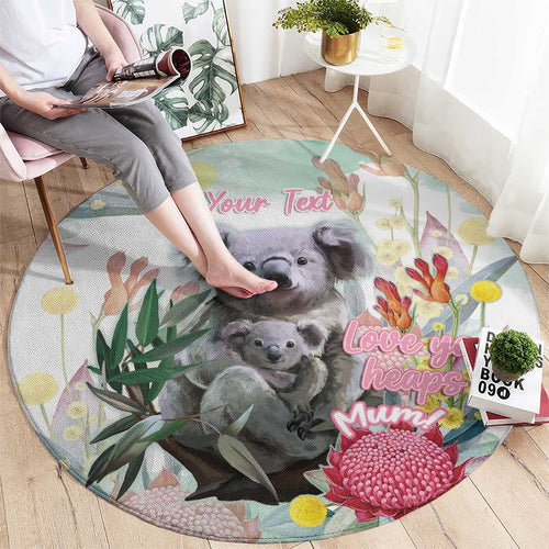 Koala Australia Mother's Day Personalised Round Carpet Love ya Heaps Mum Watercolor
