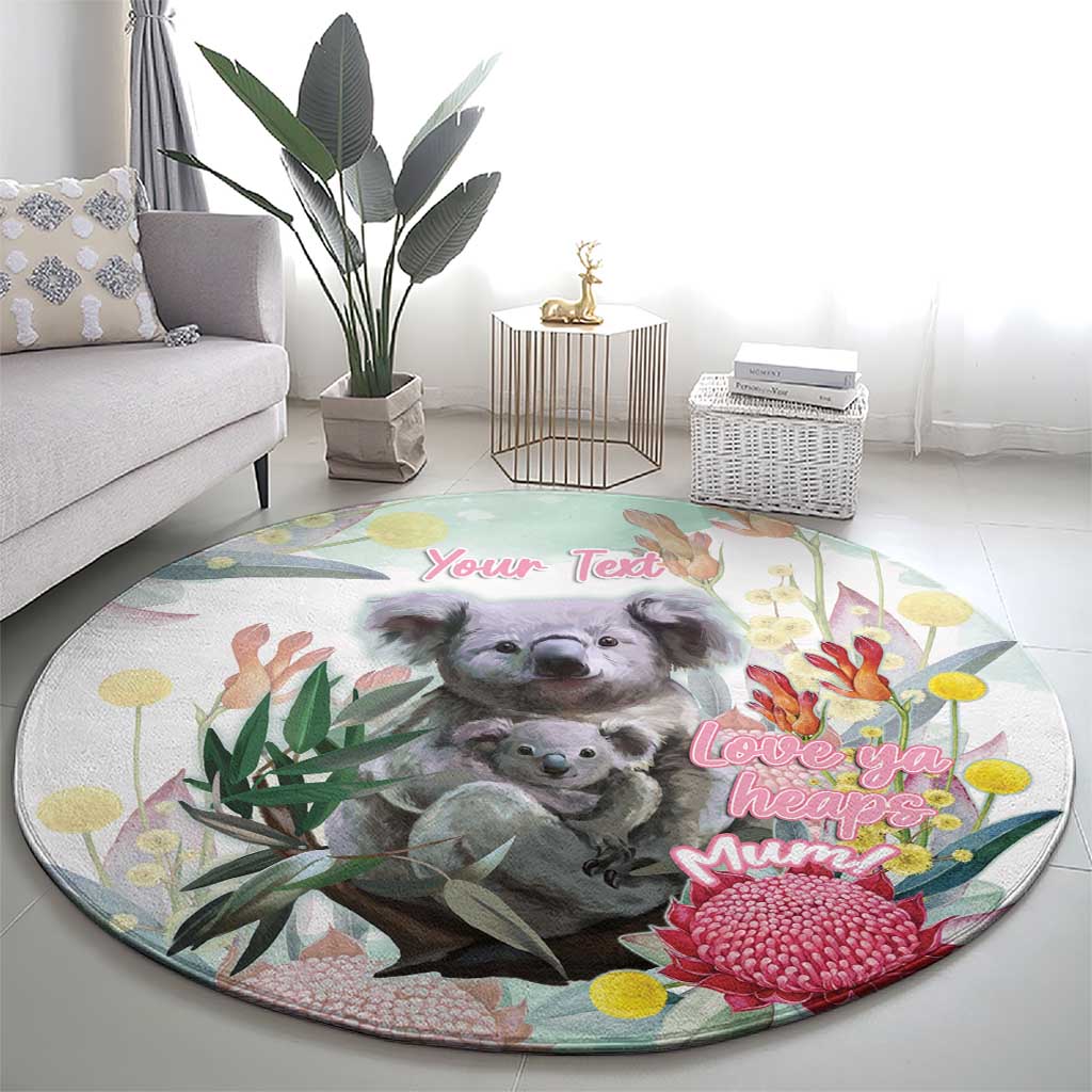 Koala Australia Mother's Day Personalised Round Carpet Love ya Heaps Mum Watercolor