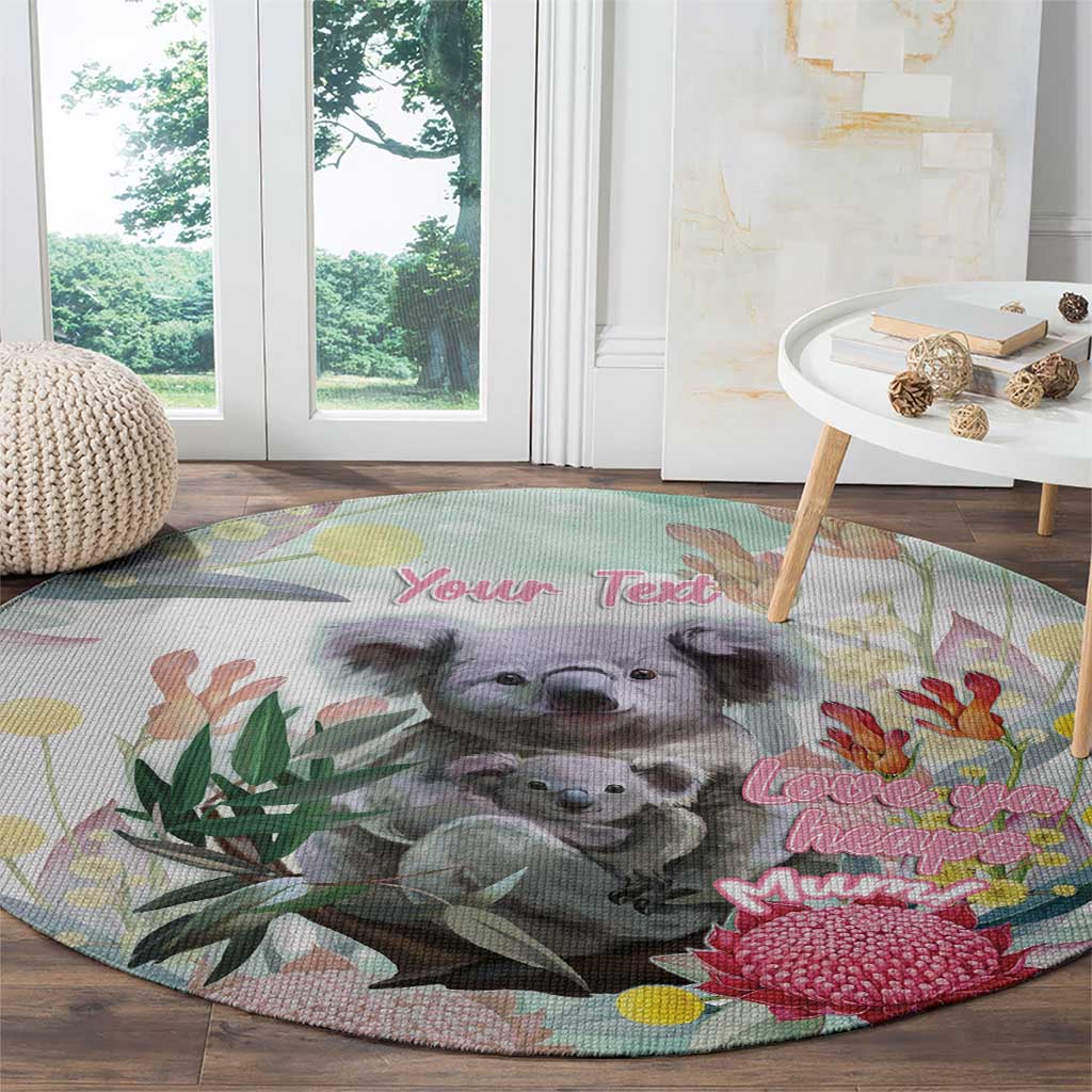 Koala Australia Mother's Day Personalised Round Carpet Love ya Heaps Mum Watercolor