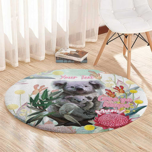 Koala Australia Mother's Day Personalised Round Carpet Love ya Heaps Mum Watercolor