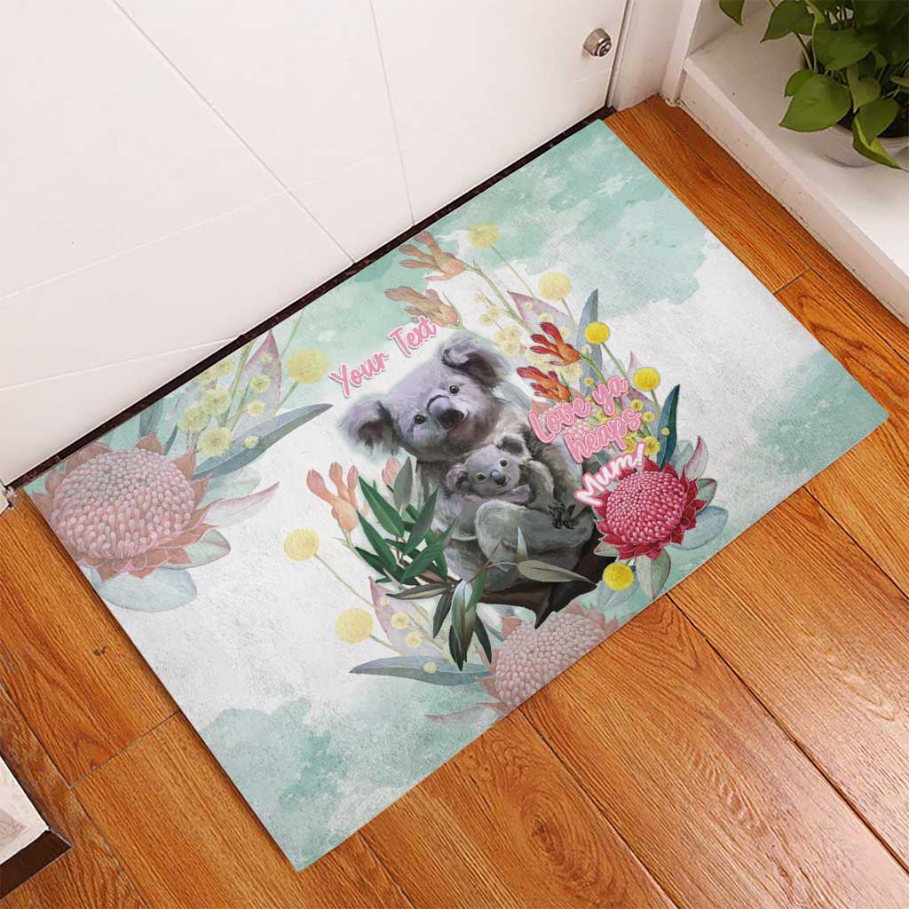 Koala Australia Mother's Day Personalised Rubber Doormat Love ya Heaps Mum Watercolor