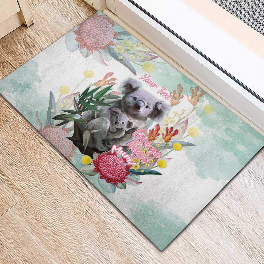 Koala Australia Mother's Day Personalised Rubber Doormat Love ya Heaps Mum Watercolor
