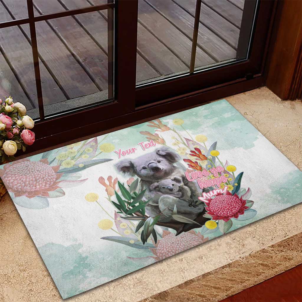 Koala Australia Mother's Day Personalised Rubber Doormat Love ya Heaps Mum Watercolor