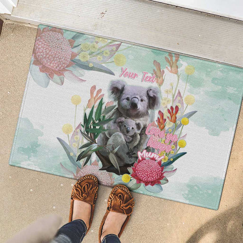 Koala Australia Mother's Day Personalised Rubber Doormat Love ya Heaps Mum Watercolor