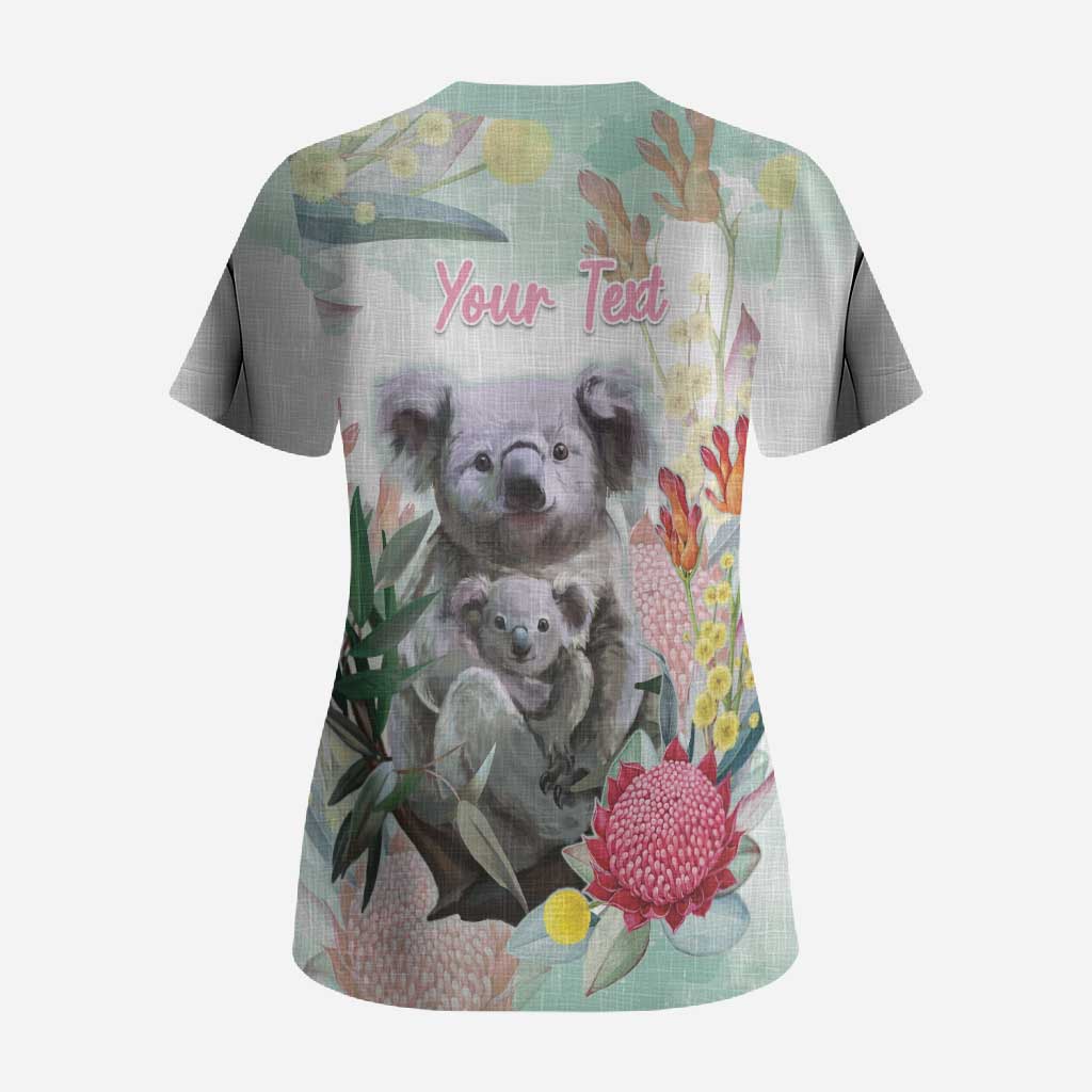 Koala Australia Mother's Day Personalised Scrub Top Love ya Heaps Mum Watercolor