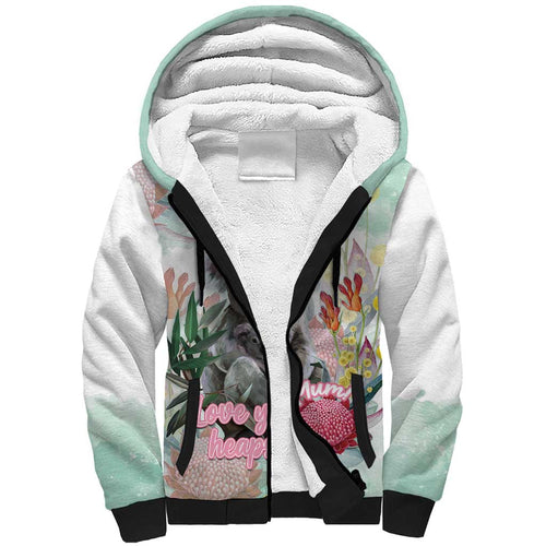 Koala Australia Mother's Day Personalised Sherpa Hoodie Love ya Heaps Mum Watercolor