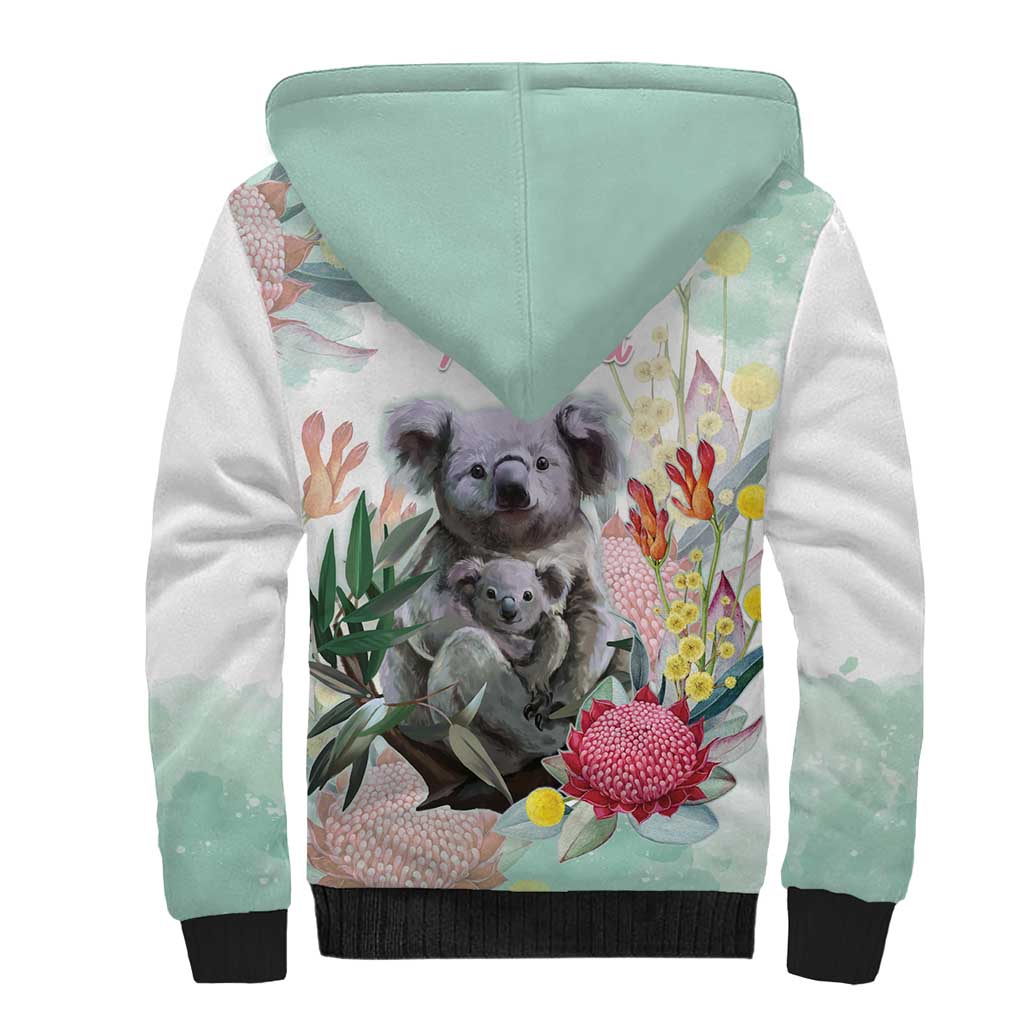 Koala Australia Mother's Day Personalised Sherpa Hoodie Love ya Heaps Mum Watercolor