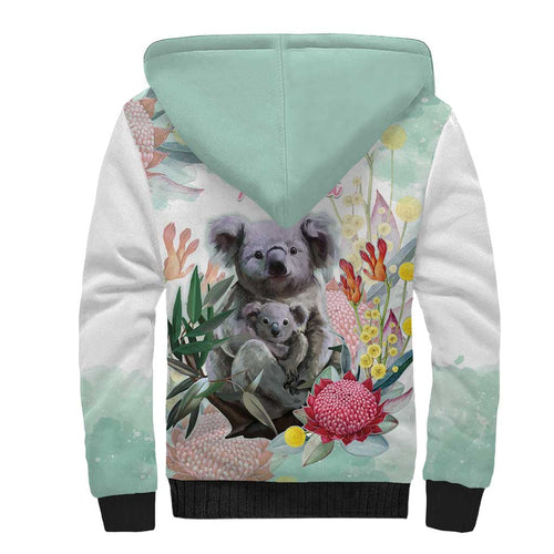 Koala Australia Mother's Day Personalised Sherpa Hoodie Love ya Heaps Mum Watercolor