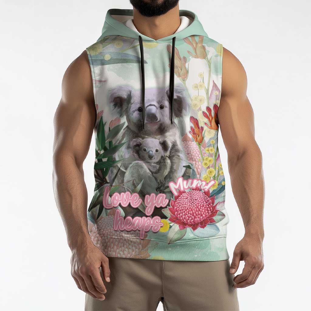 Koala Australia Mother's Day Personalised Sleeveless Hoodie Love ya Heaps Mum Watercolor