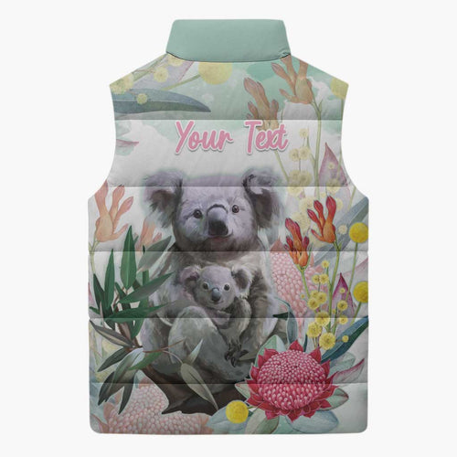 Koala Australia Mother's Day Personalised Sleeveless Puffer Jacket Love ya Heaps Mum Watercolor
