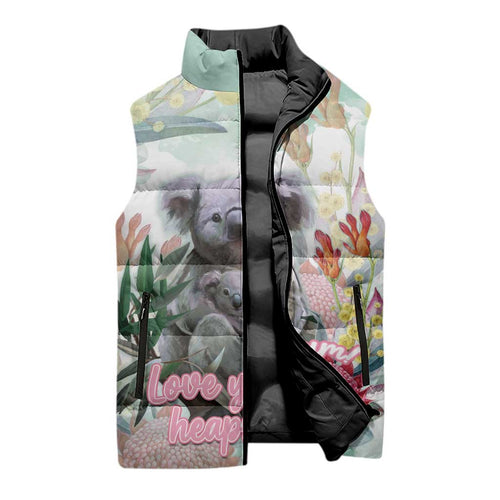 Koala Australia Mother's Day Personalised Sleeveless Puffer Jacket Love ya Heaps Mum Watercolor