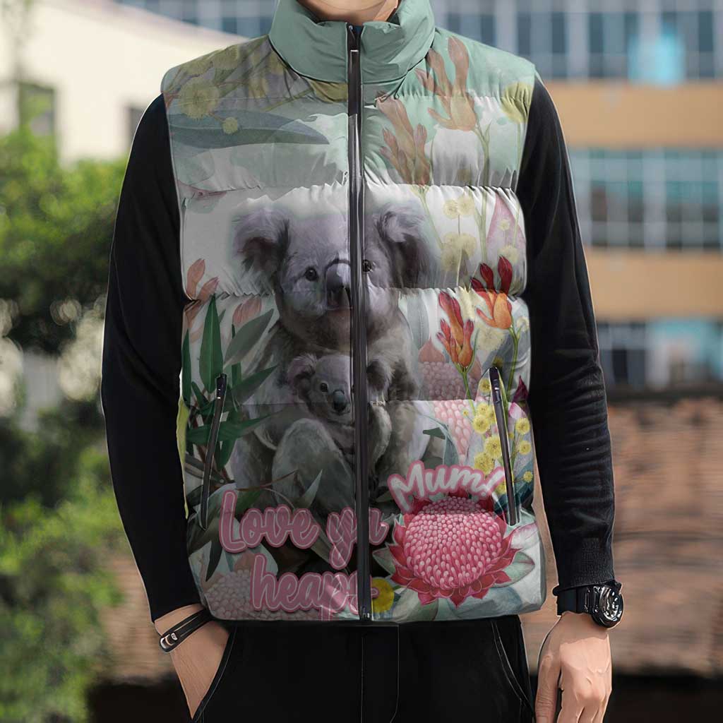 Koala Australia Mother's Day Personalised Sleeveless Puffer Jacket Love ya Heaps Mum Watercolor