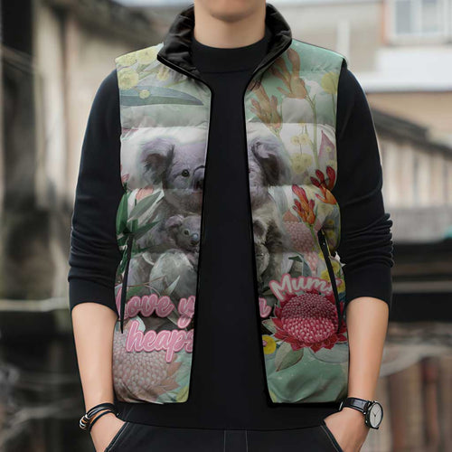 Koala Australia Mother's Day Personalised Sleeveless Puffer Jacket Love ya Heaps Mum Watercolor