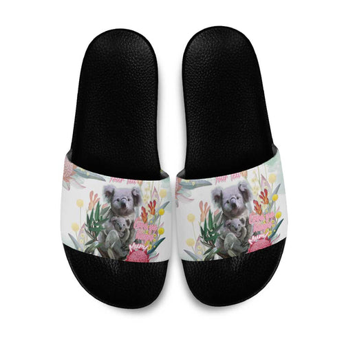 Koala Australia Mother's Day Personalised Slide Sandals Love ya Heaps Mum Watercolor