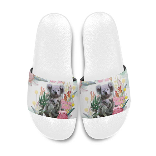Koala Australia Mother's Day Personalised Slide Sandals Love ya Heaps Mum Watercolor