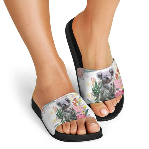 Koala Australia Mother's Day Personalised Slide Sandals Love ya Heaps Mum Watercolor