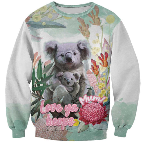 Koala Australia Mother's Day Personalised Sweatshirt Love ya Heaps Mum Watercolor