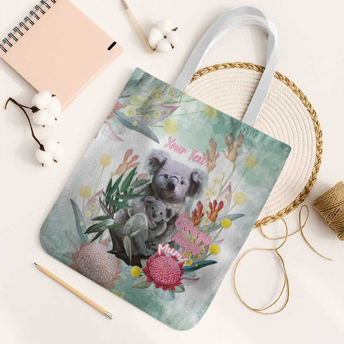 Koala Australia Mother's Day Personalised Tote Bag Love ya Heaps Mum Watercolor