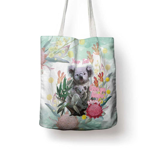 Koala Australia Mother's Day Personalised Tote Bag Love ya Heaps Mum Watercolor