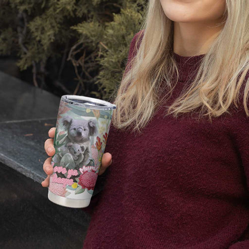 Koala Australia Mother's Day Personalised Tumbler Cup Love ya Heaps Mum Watercolor