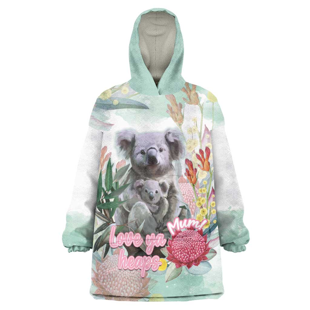 Koala Australia Mother's Day Personalised Wearable Blanket Hoodie Love ya Heaps Mum Watercolor