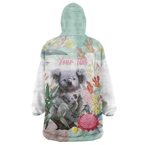Koala Australia Mother's Day Personalised Wearable Blanket Hoodie Love ya Heaps Mum Watercolor