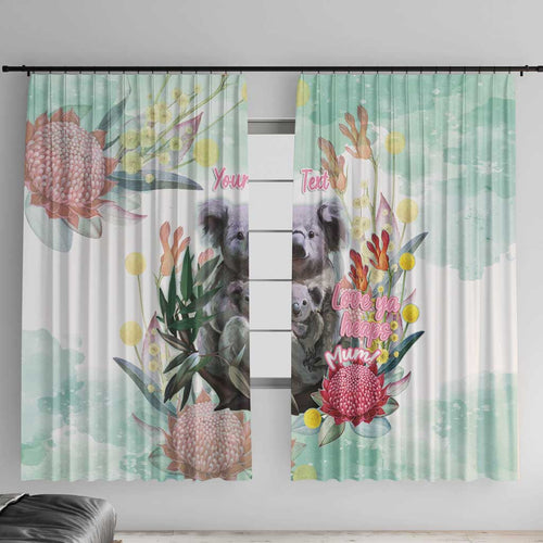 Koala Australia Mother's Day Personalised Window Curtain Love ya Heaps Mum Watercolor