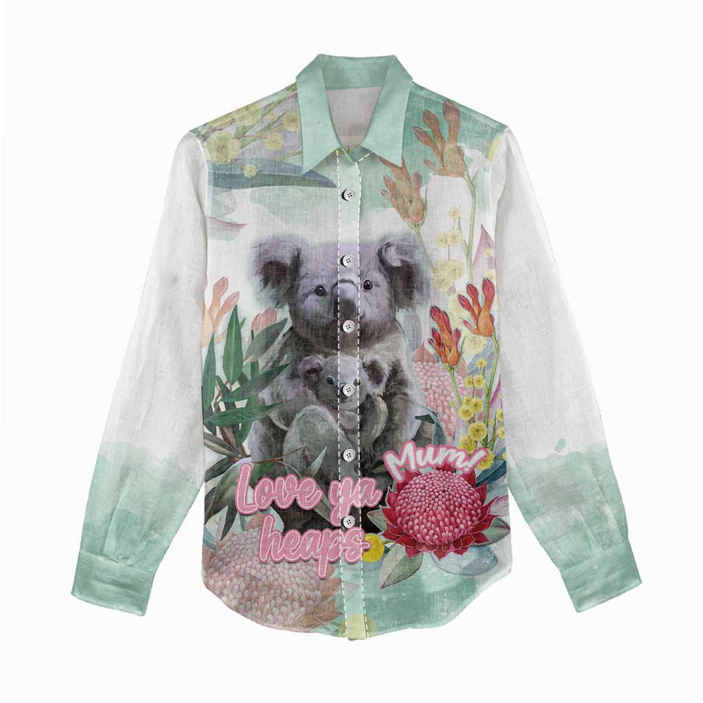 Koala Australia Mother's Day Personalised Women Casual Shirt Love ya Heaps Mum Watercolor
