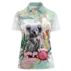 Koala Australia Mother's Day Personalised Women Polo Shirt Love ya Heaps Mum Watercolor