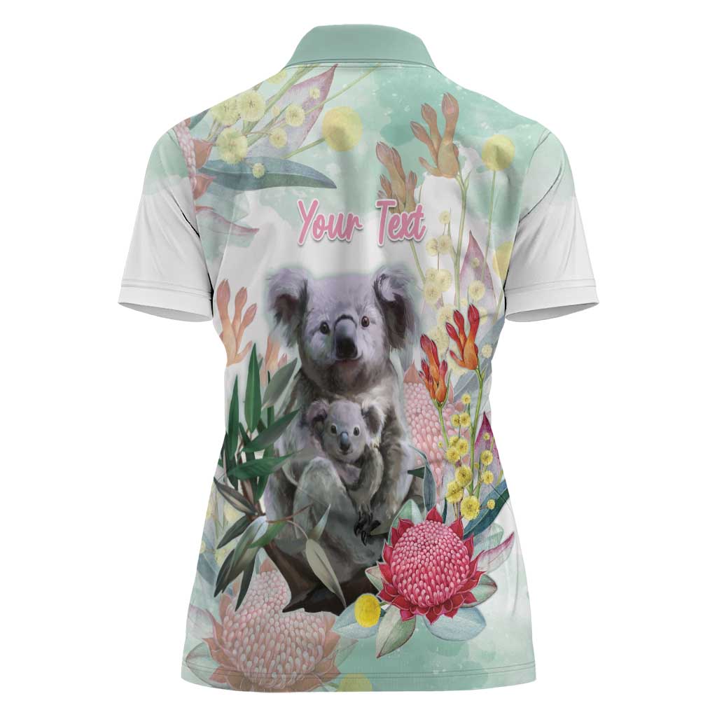 Koala Australia Mother's Day Personalised Women Polo Shirt Love ya Heaps Mum Watercolor